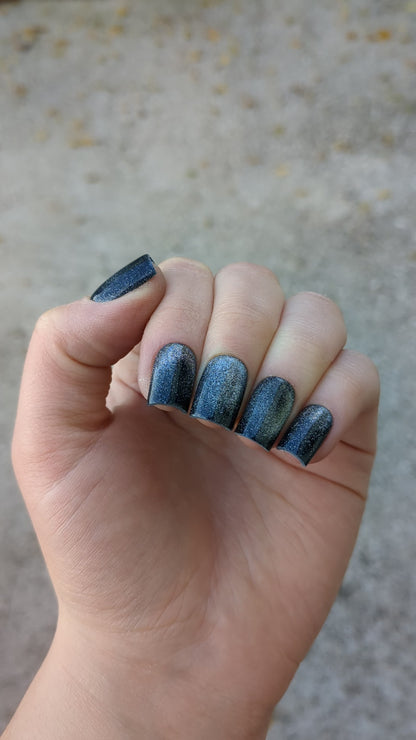 Bleu nacré cat eye shiny ~ Carré XS (Sans mesures)