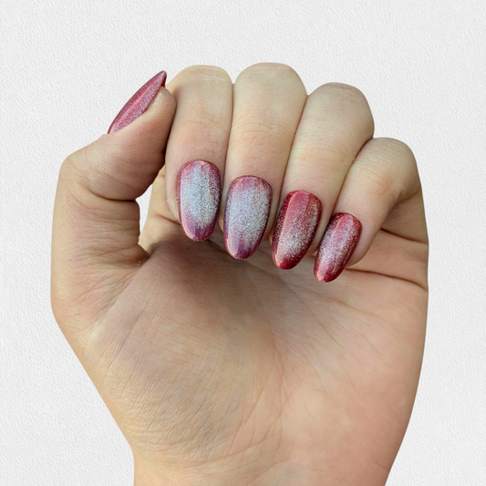 Rouge nacré cat eye shiny ~ Rond S (Sans mesures)