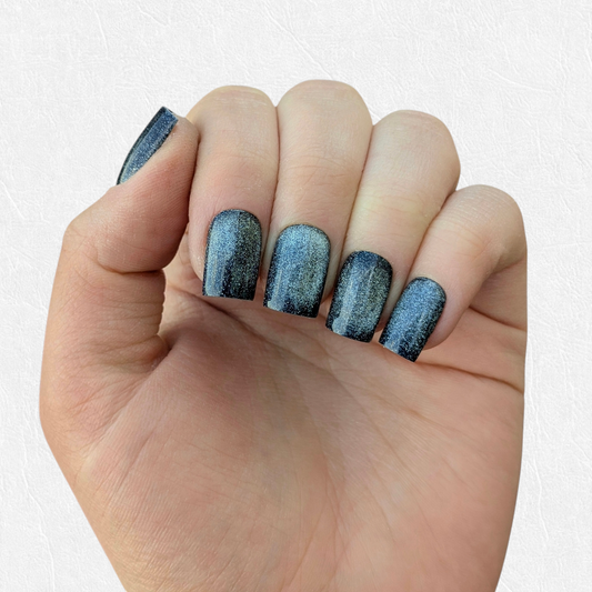 Bleu nacré cat eye shiny ~ Carré XS (Sans mesures)